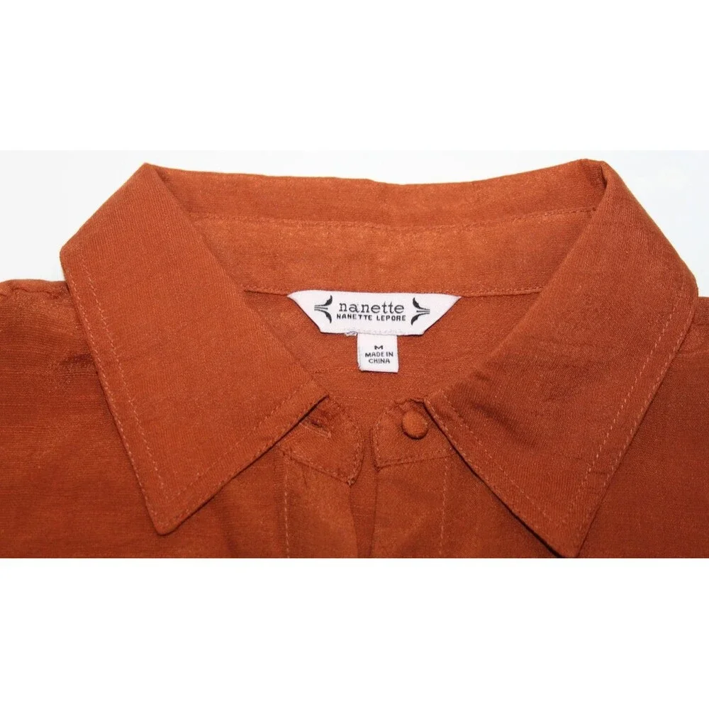 Nanette Lepore Gingerbread Tunic Blouse M Rayon Blend Long Sleeve Womens Top NWT - Picture 4 of 10